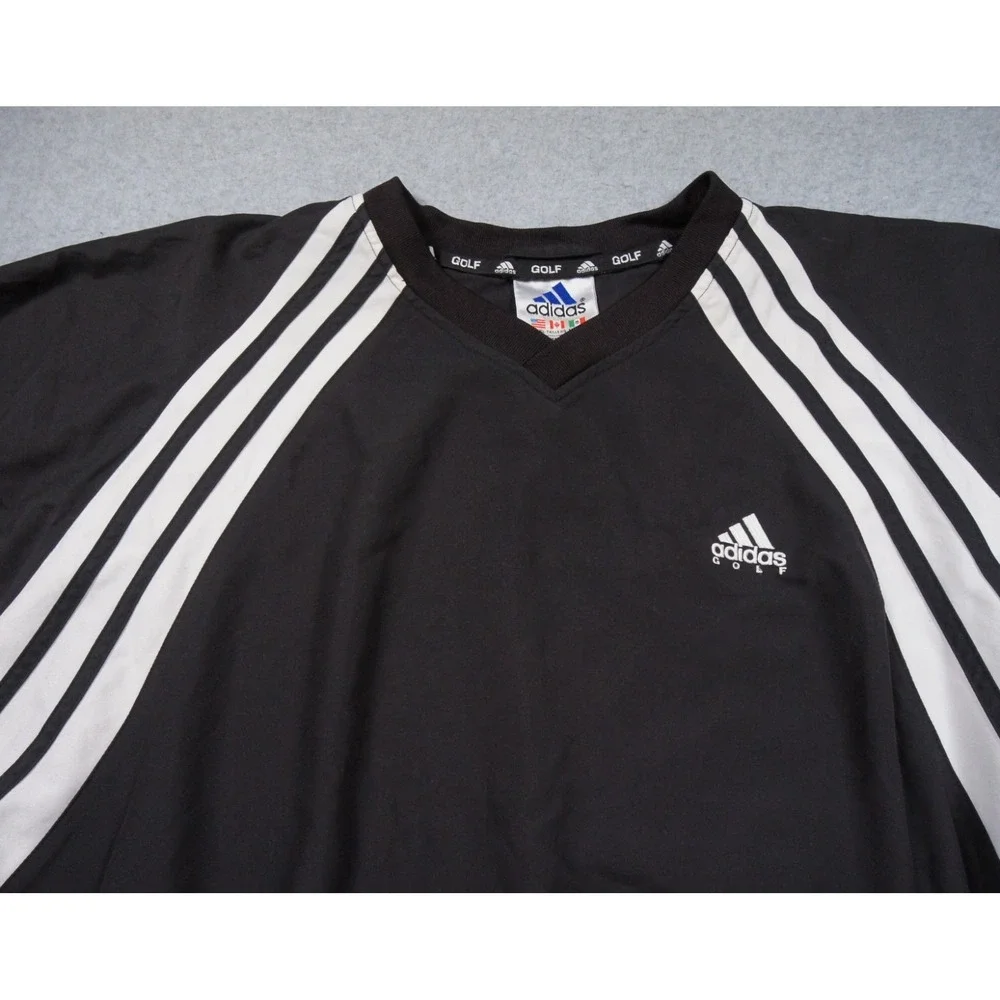 Vintage Adidas Jacket Mens XLarge Black Golf Windbreaker Pullover Outdoors Y2K